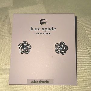 $48 kate Spade JEWELED STENCIL SCALLOPS  stud earrings silver tone 2/5" Q4